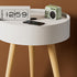 Modern Minimalist Round PP Wood Nightstand Mobile Phone Wireless Charging 1-Storage For Bedside