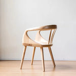 Contemporary Scandinavian Curved Square Solid Wood Dining Chair Backrest Arm For Dining Room