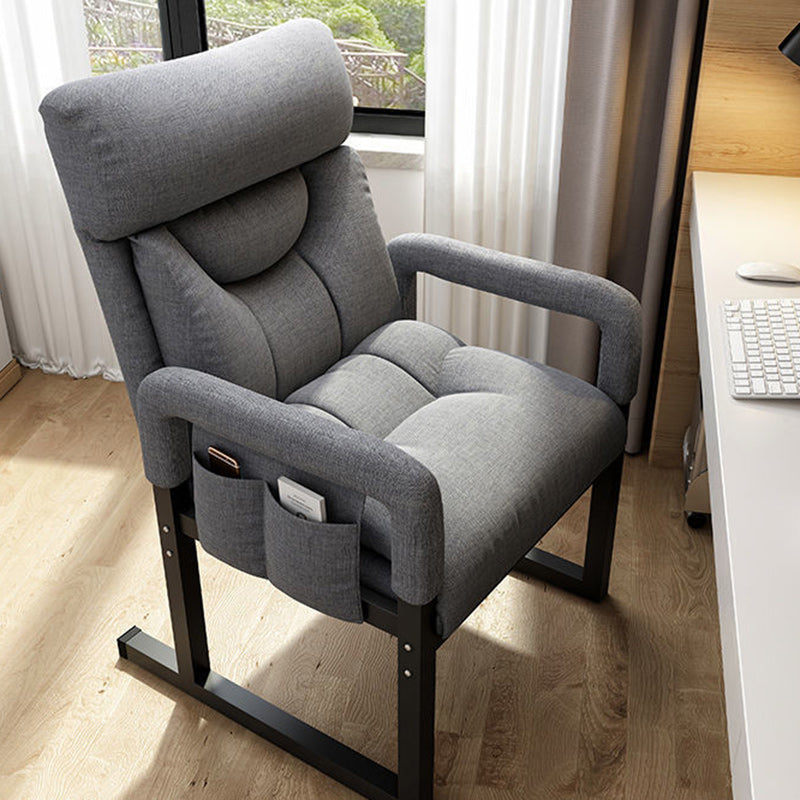 Modern Minimalist Rectangle Half Round Lift Cotton Linen Metal Desk Chair Backrest Arm For Home Office