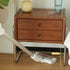 Traditional Vintage Rectangular Wood Stainless Steel End Table 2-Drawer For Living Room