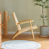 Contemporary Scandinavian Rectangular Wood Rattan Chair Backrest Armrest For Living Room
