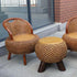 Traditional Vintage Orb Curved Bamboo Rattan Solid Wood Chair Backrest Armless For Living Room