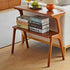 Contemporary Retro Rectangular Beech Rubber Wood Side Table 2-Tier For Living Room