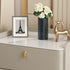 Modern Minimalist Square Leather Solid Wood Rock Plate Alloy Carbon Steel Nightstand 2-Drawer For Bedroom