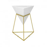 Modern Luxury Triangle Cone Iron Panel Rock Panel Gold Plated Shelf Side Table 1-Tier For Living Room