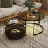 Modern Minimalist Removable Round Glass Metal End Table 3-Tier For Living Room