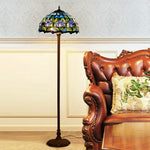 Traditional Tiffany Tulip Stained Glass Dome 2-Light Standing Floor Lamp For Home Office