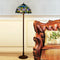 Traditional Tiffany Tulip Stained Glass Dome 2-Light Standing Floor Lamp For Home Office