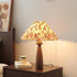 Traditional Vintage Conical Floral Wood Fabric 1-Light Table Lamp For Bedroom