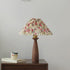 Traditional Vintage Conical Floral Wood Fabric 1-Light Table Lamp For Bedroom