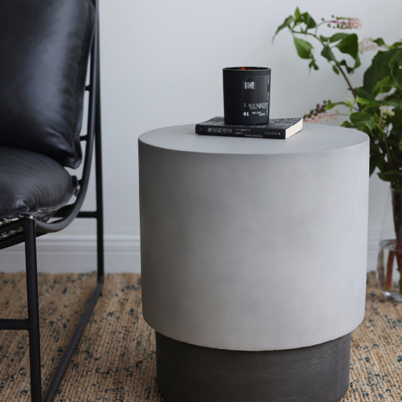 Contemporary Industrial Cylindrical Magnesium Oxide End Table For Living Room