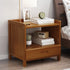 Traditional Japanese Square Solid Wood Nightstand 1/3 Drawer For Bedroom