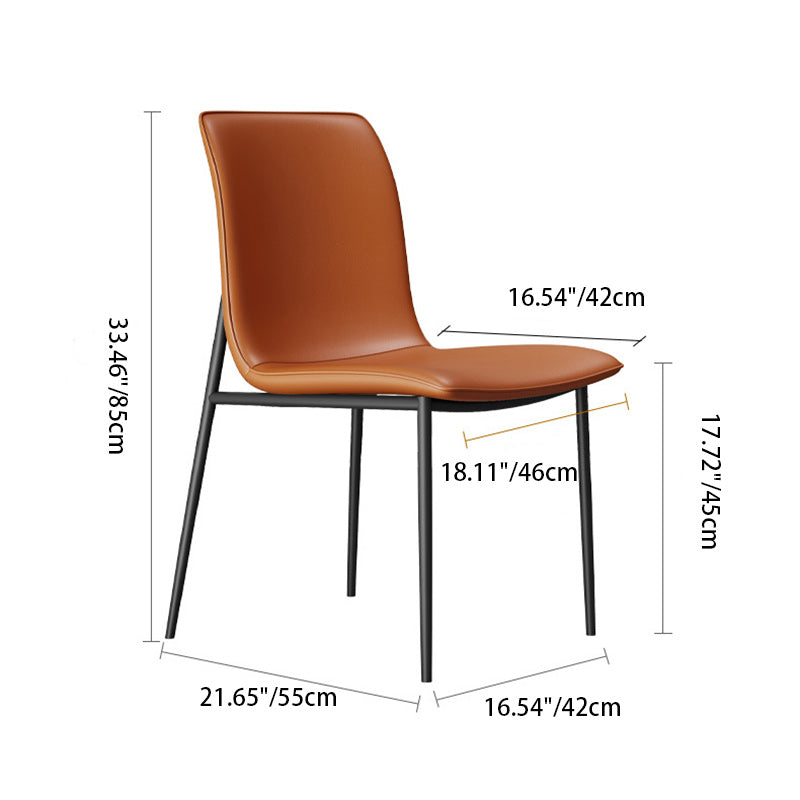 Modern Minimalist Leather Carbon Steel Sponge Square Dining Chair Backrest For Dining Room