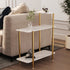 Contemporary Scandinavian Rectangle Rock Panel Steel Side Table 3-Tier For Living Room