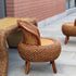 Traditional Vintage Orb Curved Bamboo Rattan Solid Wood Chair Backrest Armless For Living Room