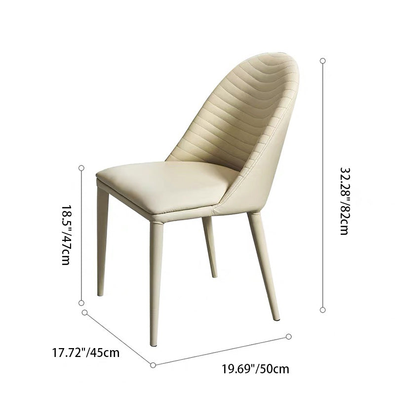 Contemporary Scandinavian Leather Iron Sponge Square Shell Shape Line Design Dining Chair Backrest For Dining Room