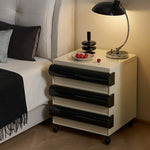 Contemporary Scandinavian Rectangular Cubic Rounded Handle ABS Nightstand 2/3/4 Drawer Movable For Bedroom