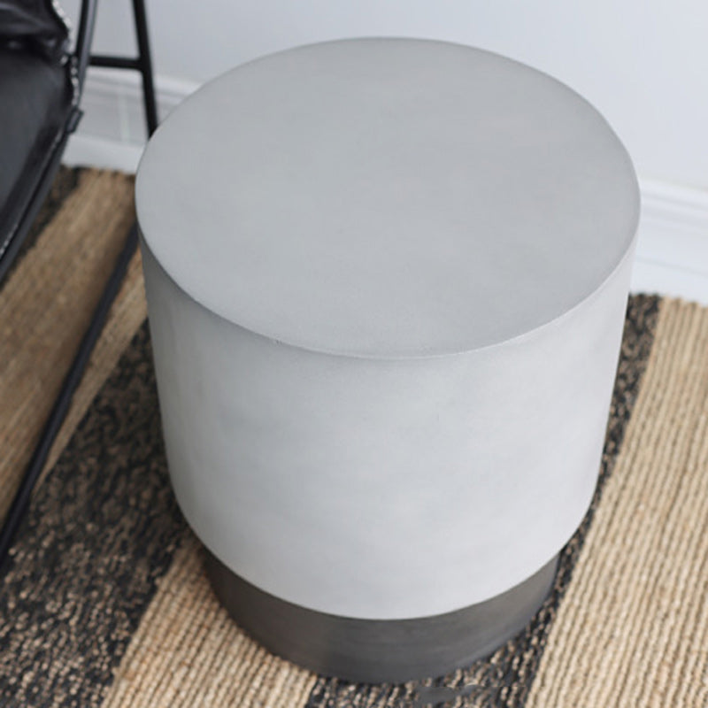 Contemporary Industrial Cylindrical Magnesium Oxide End Table For Living Room