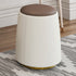 Modern Minimalist Cylinder Round Napa Leather Solid Wood Iron Vanity Stool Backless Armless For Bedroom