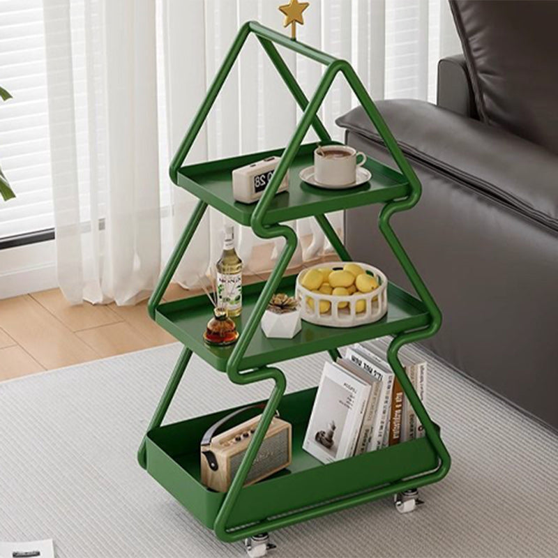 Modern Art Deco Removable Christmas Tree Glass Stainless Steel Side Table 3-Tier For Living Room