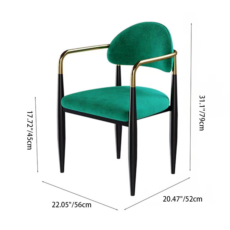 Modern Minimalist Oval Square Right Angle Velvet Fiberglass Dining Chair Backrest Arm For Dining Room