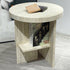 Contemporary Nordic Round Crossed Base Travertine Chrysoprase Side Table 2-Shelf For Bedside