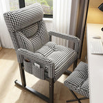 Modern Minimalist Rectangle Half Round Lift Cotton Linen Metal Desk Chair Backrest Arm For Home Office