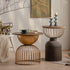 Traditional Vintage Round Half Column Wood Metal Coffee Table 1-Tier For Living Room