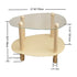Modern Minimalist Teardrop-Shaped Glass Wood End Table 2-Tier For Living Room