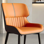 Contemporary Scandinavian Leather Carbon Steel Sponge Square Vein Lines Dining Chair Backrest For Dining Room