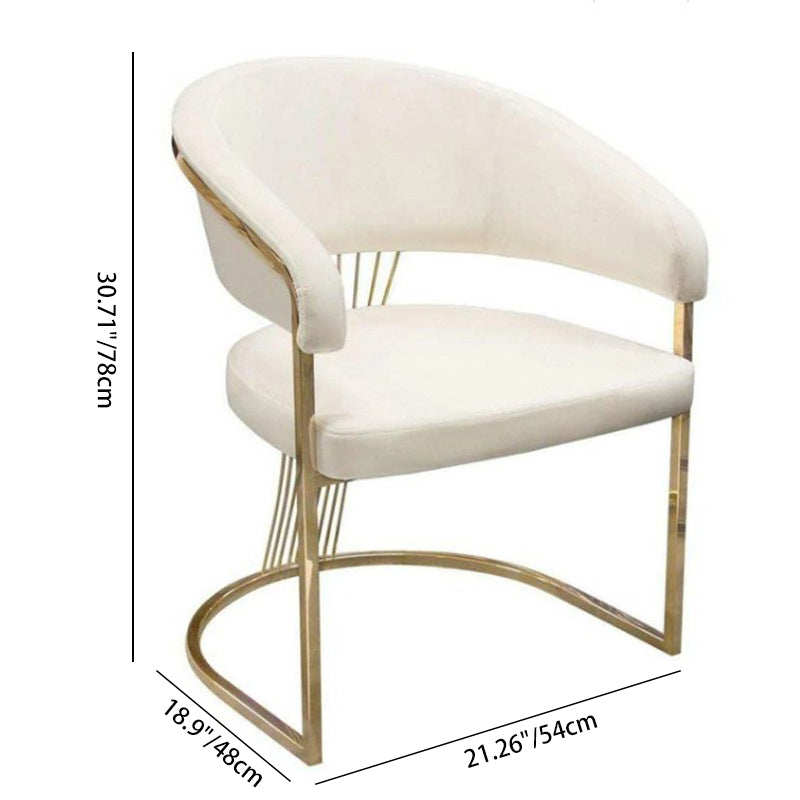 Modern Minimalist Semi-Circular Upholstered Curved Backrest Leather Metal Chair For Living Room