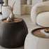 Contemporary Nordic Round Cylinder Walnut Wood Leather Coffee Table 1-Storage For Living Room