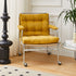 Contemporary Nordic Rectangular Checkered Upholstered Corduroy Leather Stainless Steel Accent Chair For Living Room