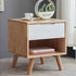 Modern Minimalist Square Rubberwood Solid Wood Nightstand 1/2 Drawer For Bedroom