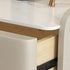 Modern Minimalist Square Leather Solid Wood Rock Plate Alloy Carbon Steel Nightstand 2-Drawer For Bedroom
