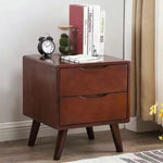 Modern Minimalist Square Rubberwood Solid Wood Nightstand 1/2 Drawer For Bedroom