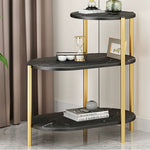 Contemporary Luxury Oval Iron Wood End Table 3-Tier For Living Room