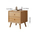 Modern Minimalist Square Rubberwood Solid Wood Nightstand 1/2 Drawer For Bedroom