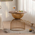 Traditional Vintage Round Half Column Wood Metal Coffee Table 1-Tier For Living Room