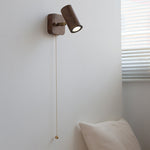 Traditional Vintage Cylinder Copper Wood 1-Light Wall Sconce Lamp For Bedroom