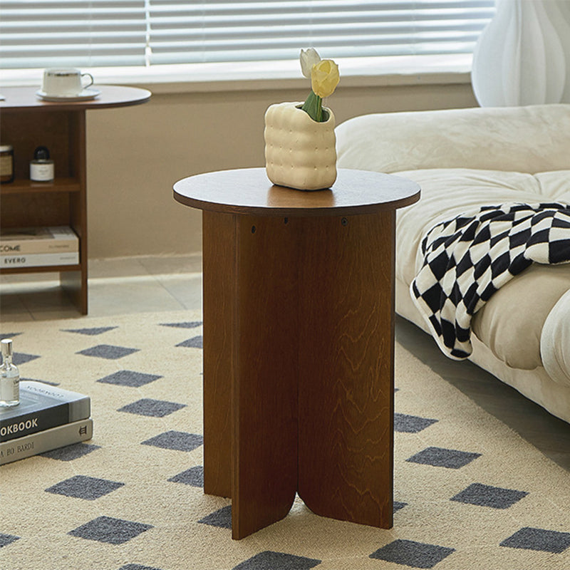 Traditional Vintage Round Square Solid Wood End Table 1-Tier For Living Room