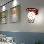 Modern Art Deco Kids Iron Glass Basketball Hoop 1-Light Wall Sconce Lamp For Bedroom