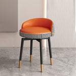 Contemporary Luxury Round Arc Metal Faux Leather Vanity Stool Backrest For Bedroom