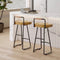 Modern Minimalist Square Iron Wood Bar Stool Low Backrest For Dining Room