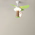 Contemporary Creative Kids PVC Iron Wood Tree Bear LED Semi-Flush Mount Ceiling Fan Light For Bedroom