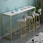 Contemporary Scandinavian Iron Velvet Sponge Marble Round Rectangular Bar Stool & Table Set For Kitchen