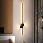 Modern Minimalist Strip Rectangle Iron Aluminum LED Wall Sconce Lamp For Living Room