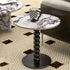 Traditional French Round Marble Wood End Table 1-Tier For Living Room