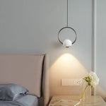 Contemporary Nordic Aluminum Circle Ring Liftable LED Pendant Light For Bedroom