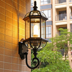 Traditional Vintage Waterproof Hexagonal Aluminum Glass 1-Light Outdoor Wall Sconce Lamp For Garden